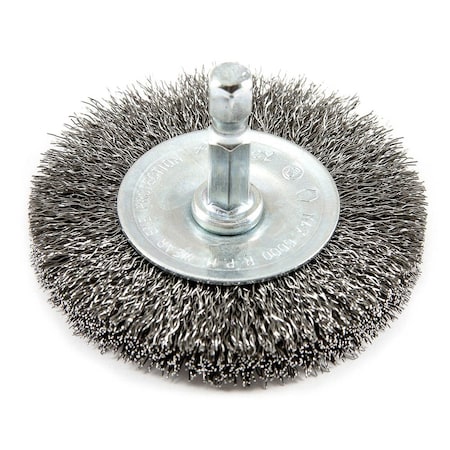 Forney Wire Wheel, Crimped, 2-1/2 in x .008 in x 1/4 in Hex Shank 72734